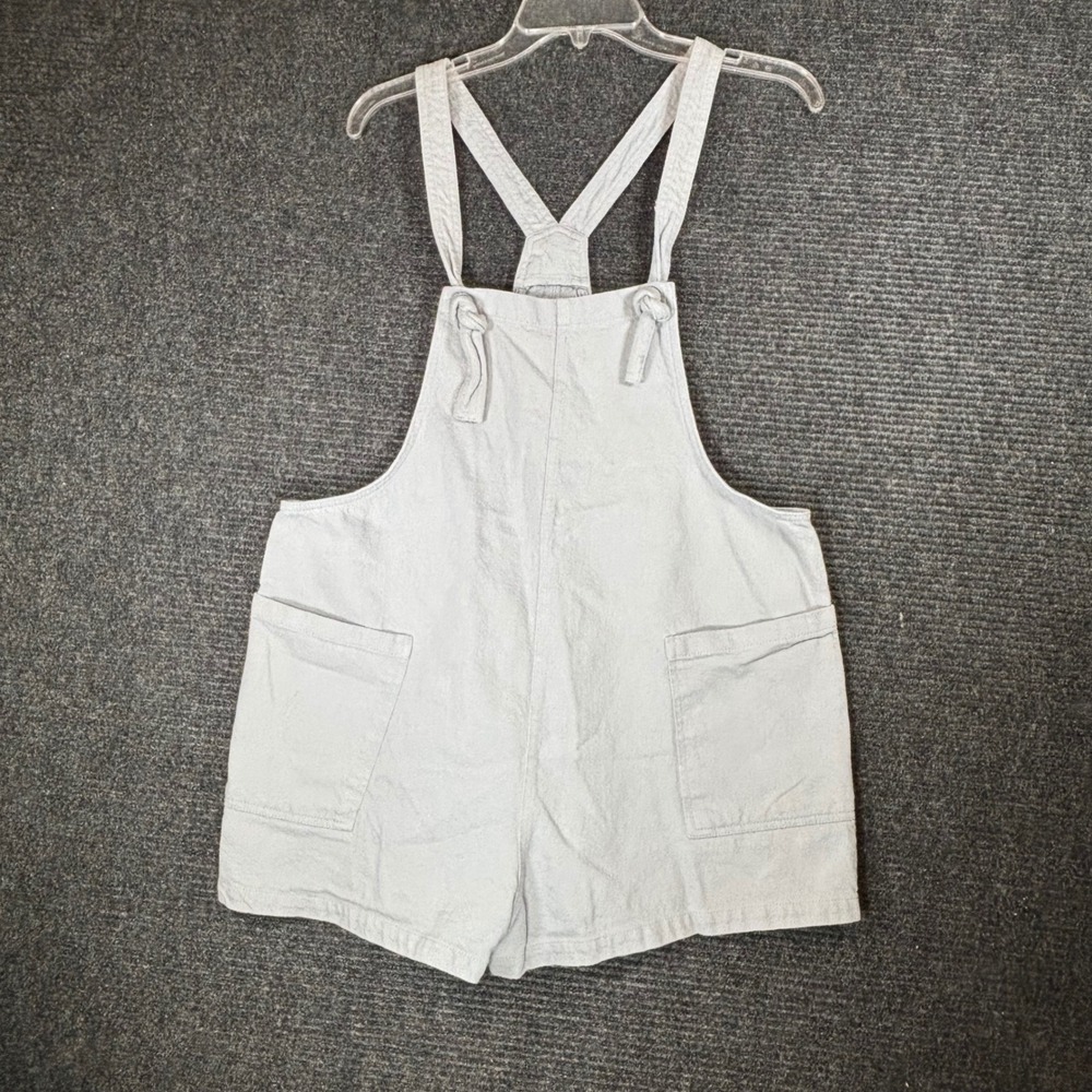 Miou Muse Womens Light Blue Cotton Shortall Overalls Size L Tie Strap Romper